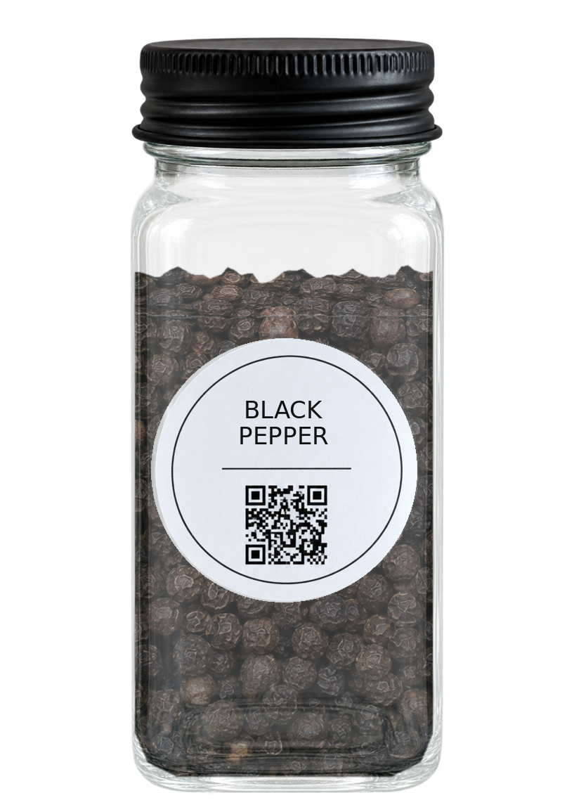 Round label on a spice jar